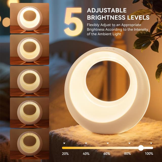 Detalle de Auxmir LED Night Light rechargeable table lamp with 7 RGB colours, 9 modes and remote control