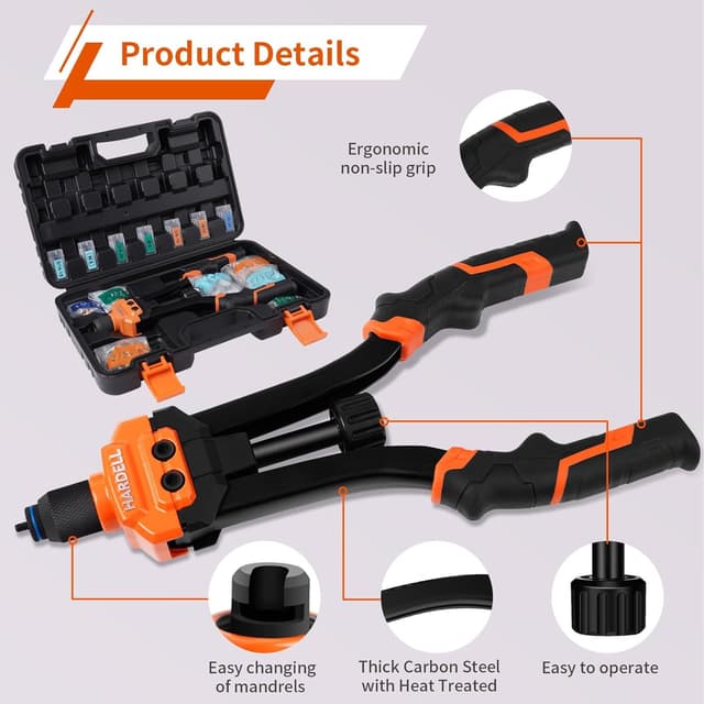 Detalle 2 de HARDELL Rivet Nut Tool Kit 14" with 80pcs rivet nuts 🛠