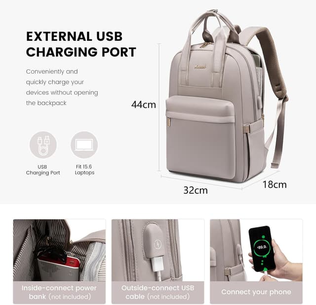 Detalle 2 de LOVEVOOK Rucksack 15,6 Zoll wasserdicht