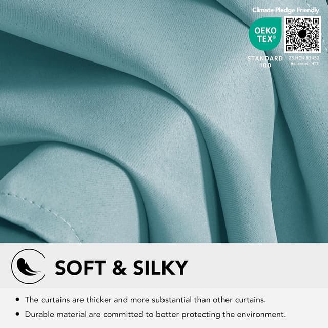 Thumbnail 4 de Deconovo Thermal Blackout Curtains 90 x 90 Sky Blue 🪟