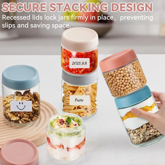 Thumbnail 1 de Esilihom 6-Pack Overnight Oats Jars, 16 oz glass 🥣