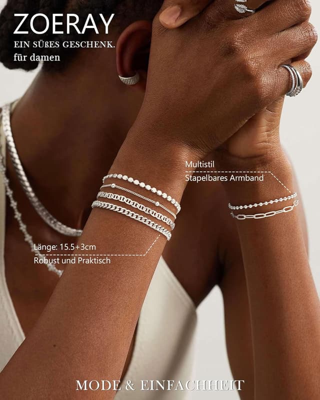 Detalle de ZOERAY Armband Set Damen Wasserfest 18K
