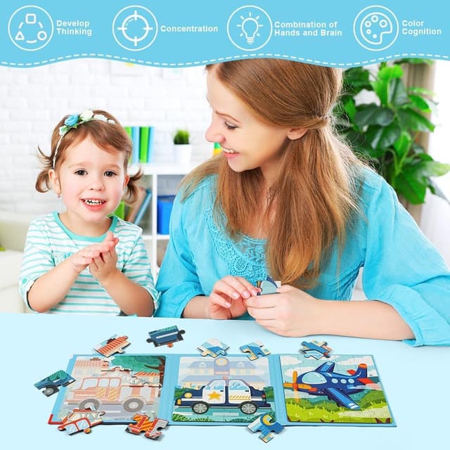 Detalle de Aolso Puzzle Magnetici Montessori per Bambini 3-7 Anni: puzzle animali magnetico da viaggio