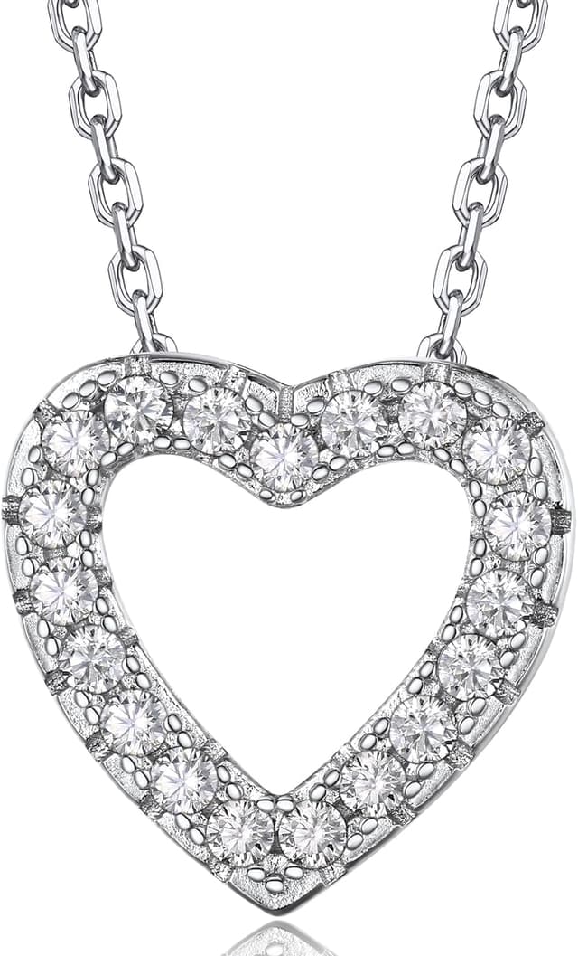 Detalle de MomentWish Herz Kette mit A-Z Buchstaben-Anhänger aus 925 Sterling Silber mit Moissanit