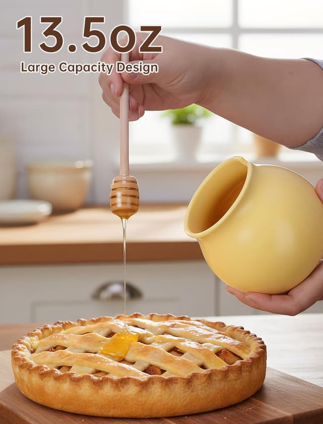 Thumbnail 3 de NiHome Ceramic Honey Jar with Dipper