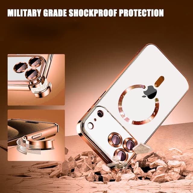 Detalle de Misscase Magnetic for iPhone 17 Pro Clear Case with Camera Lens Protector & Privacy Screen (Orange edges)