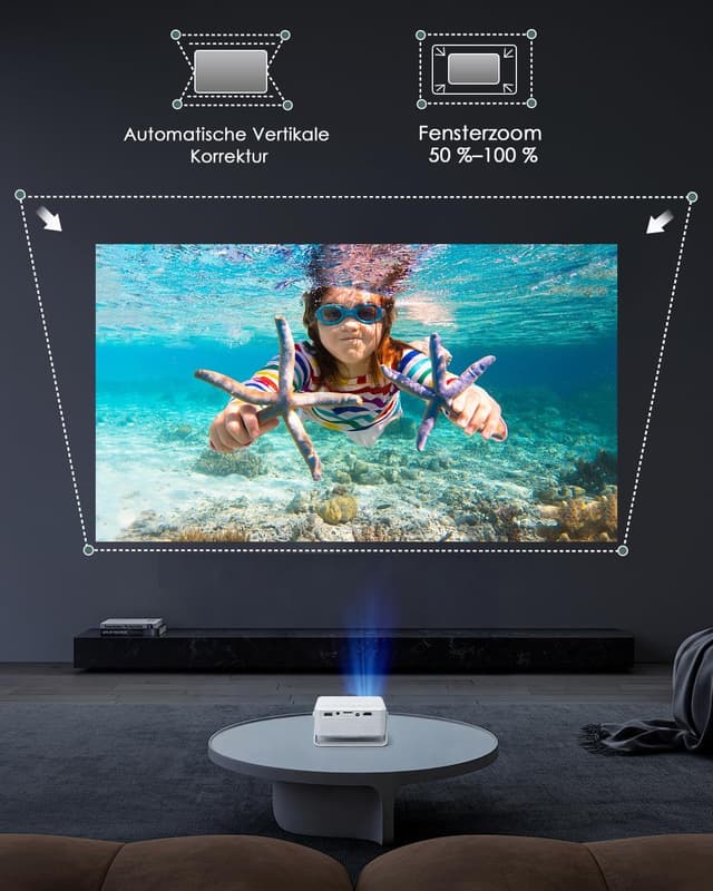 Detalle de YOTON Y3 Mini Beamer – tragbarer Projektor mit integriertem Lautsprecher und drehbarem Ständer (grün)