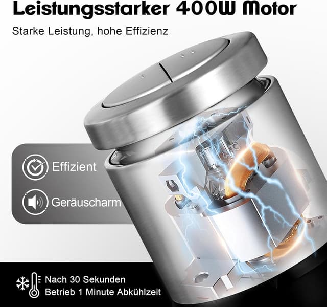 Detalle 2 de Kitchen in the Box elektrischer Zerkleinerer mit 400 W Motor, 2× 2‑L Schüsseln und Edelstahl‑Klingen