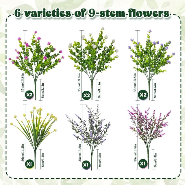 Thumbnail 1 de LuckyCao Künstliche Blumen 9 Bündel