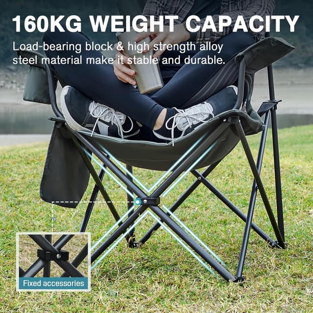 Detalle de EVER ADVANCED Luxus Campingstuhl faltbar mit hoher Rückenlehne, bis 160 kg Belastbarkeit