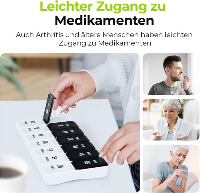 Thumbnail 4 de AUVON Tablettenbox 7 Tage mit großen Fächern