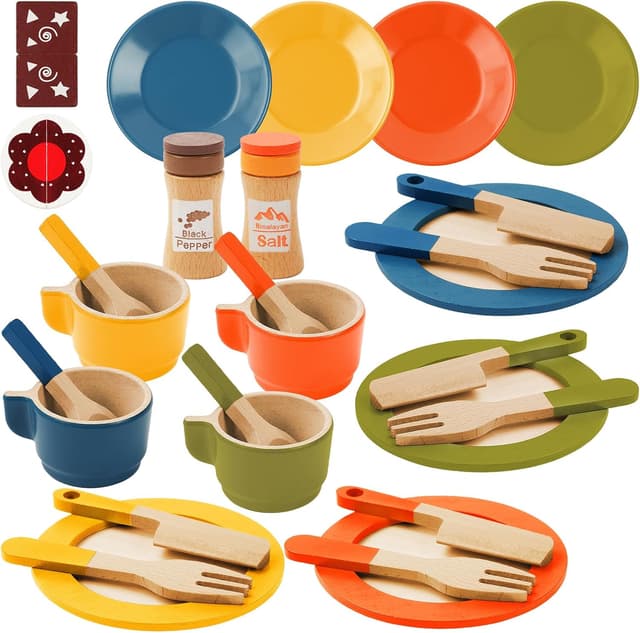 Imagen de Aolso Cocina Juguete Madera Infantil 30 piezas en OfertitasTOP