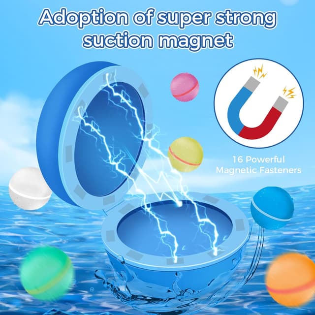 Detalle de CNMTCCO 12PCS Reusable Water Balloons – fast fill magnetic silicone spray balls for pool, beach & parties