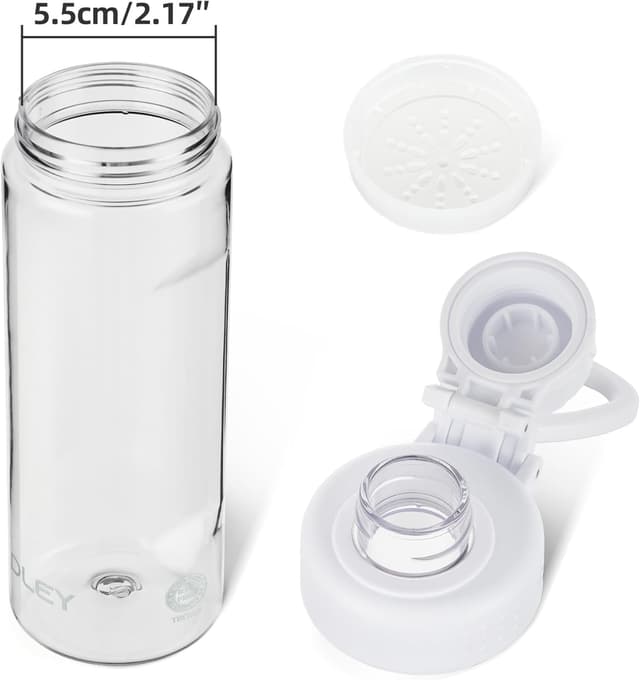 Detalle de OLDLEY 600ml (20oz) BPA-free Tritan clear water bottle with screw lid and carry loop