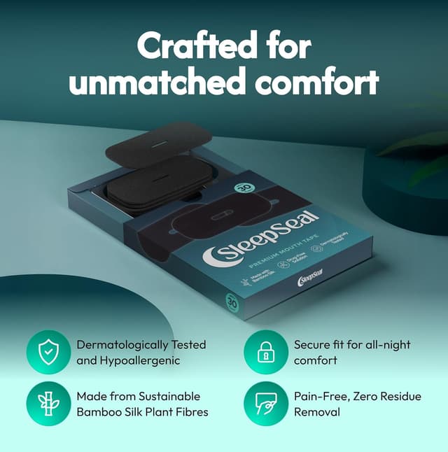 Thumbnail 4 de SleepSeal Mouth Tape for Sleeping – Bamboo Silk Sleep Tape for Nasal Breathing 30 Night Supply