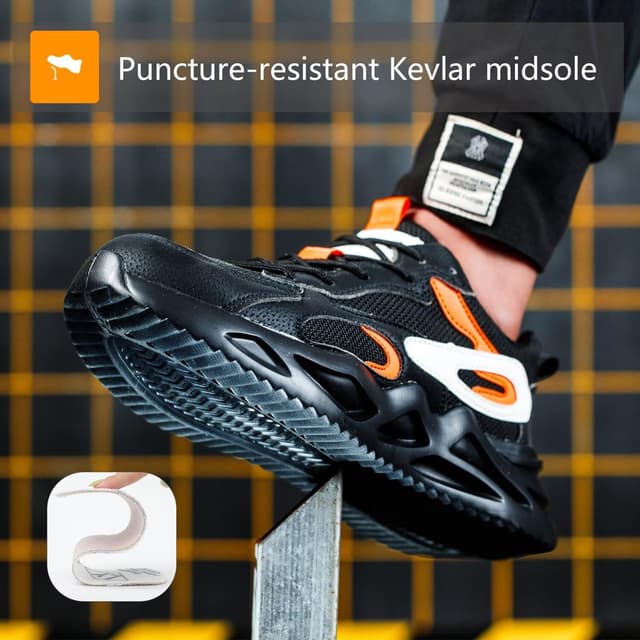 Detalle 2 de Annvia steel toe cap safety trainers (men & women) – lightweight, non-slip, puncture-resistant work shoes