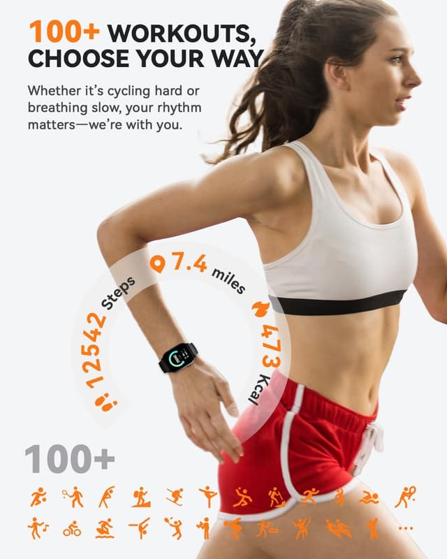 Detalle de Smart Watch for Men Women (Classic Black, 1.83) – Bluetooth calling, IP68 fitness tracking & sleep