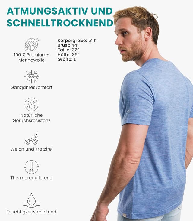 Detalle de Merino.tech Merino Wool T-Shirt 165 g/m²