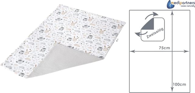 Detalle 2 de Medi Partners Babydecke (75x100 cm) aus 100% Baumwolle – doppelseitige Kuscheldecke für Neugeborene, Kinderwagen & Kinderbett