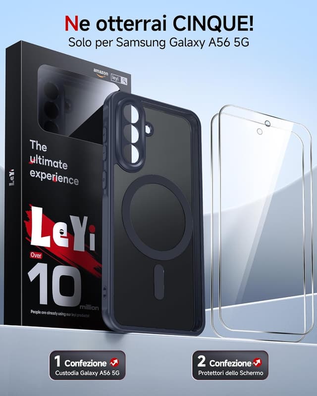 Thumbnail 6 de LeYi Cover magnetica A56 5G blu, 2 pezzi