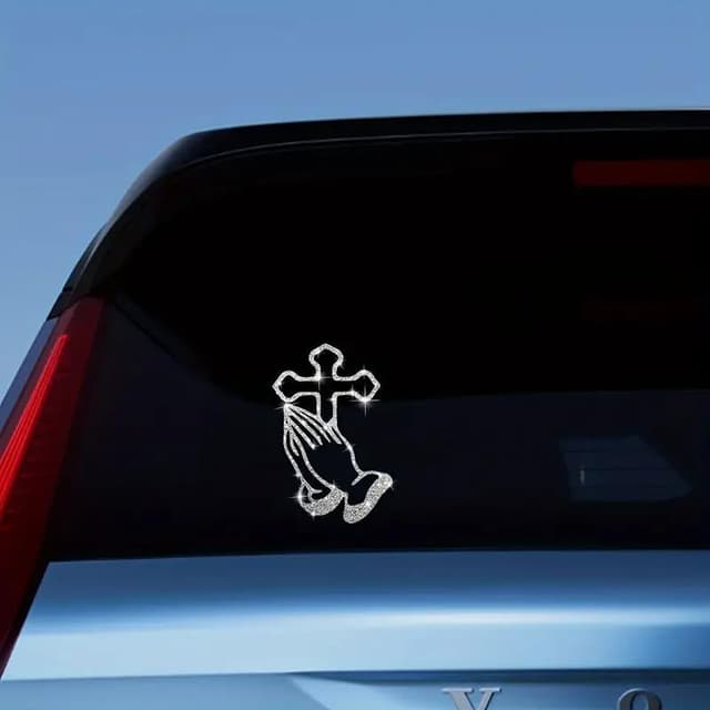 Thumbnail 5 de Sparkling Praying Hands Cross decal 2pcs