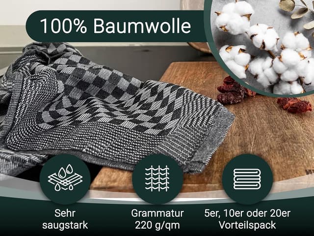 Detalle 2 de ZOLLNER 10er Set Geschirrtücher 46x70 cm