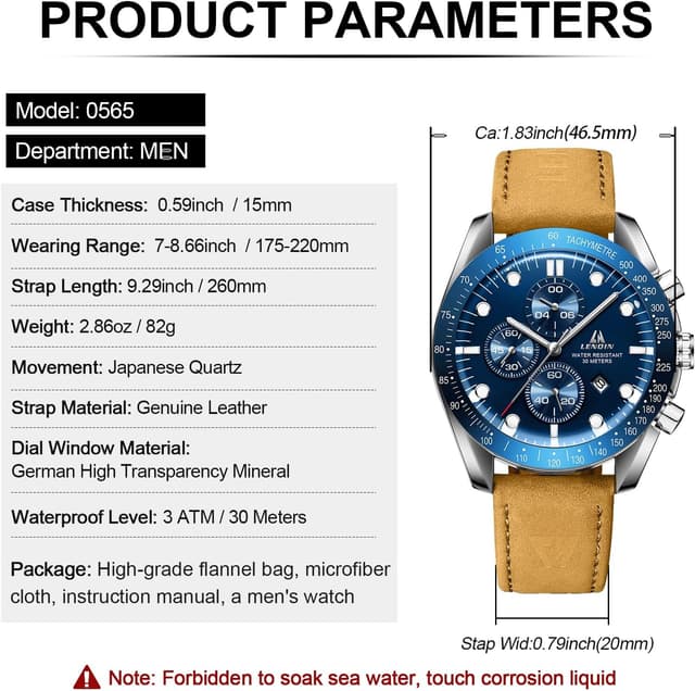 Thumbnail 6 de LN LENQIN Orologio Uomo Analogico 30M