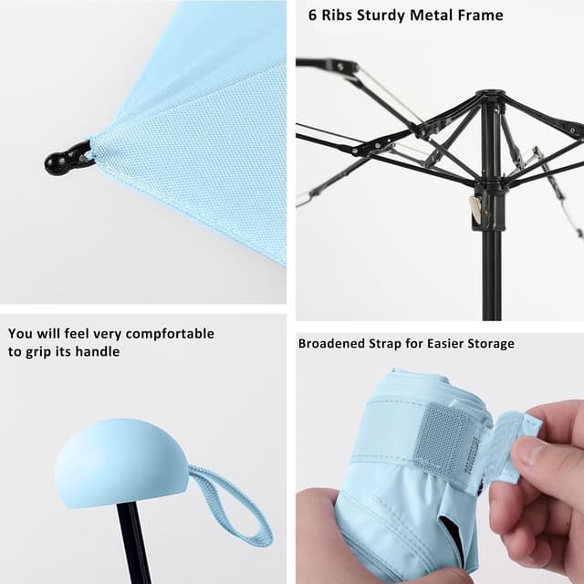 Detalle de BAODINI mini travel umbrella with case – compact UV-blocking pocket sun umbrella