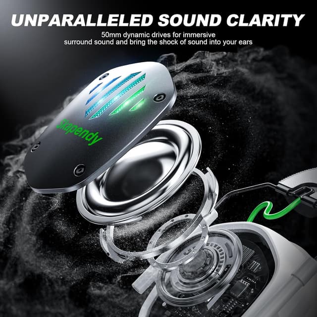 Detalle 2 de Skapendy Wireless Gaming Headset (2.4GHz USB & Type-C, ENC Mic, 50mm Drivers) for PC, PS5, PS4, Switch, Mac & Mobile