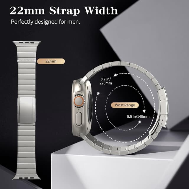 Detalle de TiMOVO Titanium Strap for Apple Watch (49mm, Ultra 3/2/1, 46mm/45mm/44mm/42mm) – Metal Detachable Strap