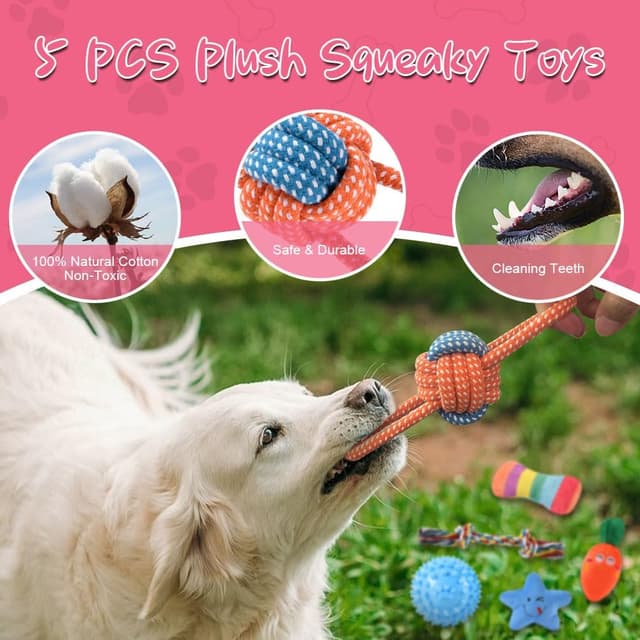 Detalle de AMFUN 9 Pack Luxury Puppy Toys for Teething Small Dogs