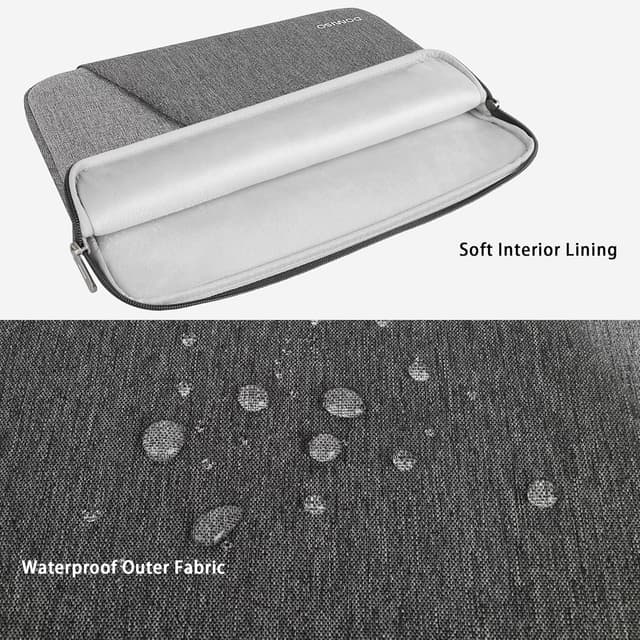 Detalle 2 de DOMISO Laptop-Tasche 15–15,6 Zoll wasserdicht – Laptop Sleeve mit Seitentaschen (Grau)