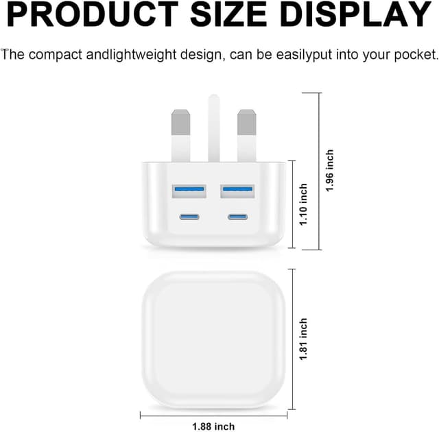 Detalle 2 de 40W USB C 4‑Port Charger Plug (2 Pack)