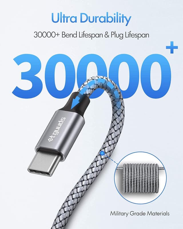 Detalle de etguuds USB‑C auf USB‑C Kabel 1 m, grau – 2er‑Set mit 60 W PD 3.0