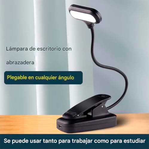Thumbnail 6 de YverLand Luz de lectura con pinza y 5 LEDS, cuello flexible 360º (para cama, escritorio e infantil)