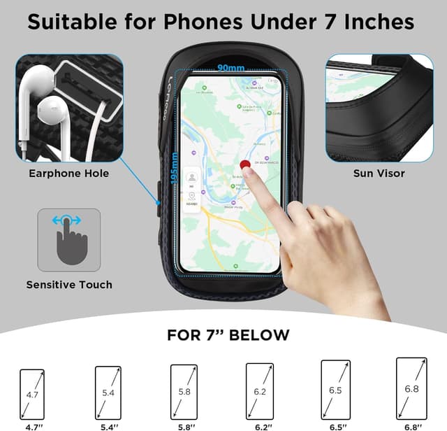 Thumbnail 1 de LEMEGO Waterproof Bicycle Phone Holder 7in