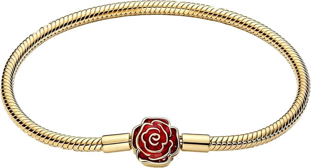 Detalle de Hevdlt Goldfarben Damenarmband aus 925er Sterlingsilber mit vergoldeter Metalllegierung – kompatibel mit Moments/Charms, Größen von 17 bis 21 cm