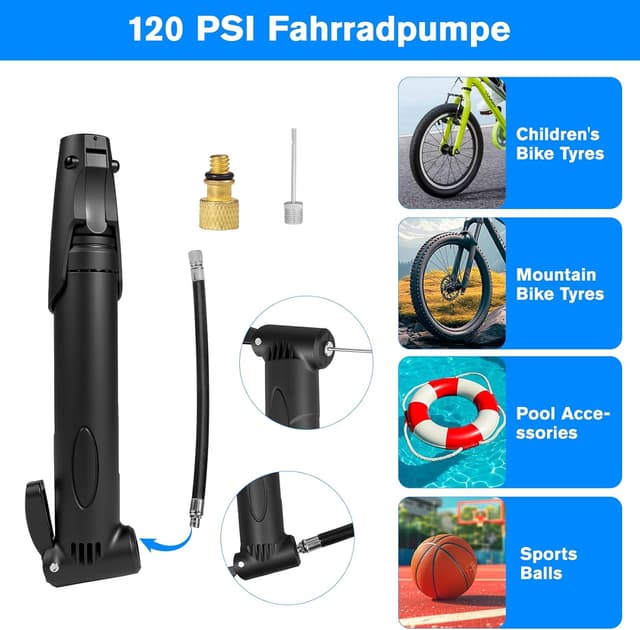 Detalle de Carehabi 39 PCS Kit de réparation de vélo (crevaison) avec outil 16 en 1 et mini-pompe 120 PSI