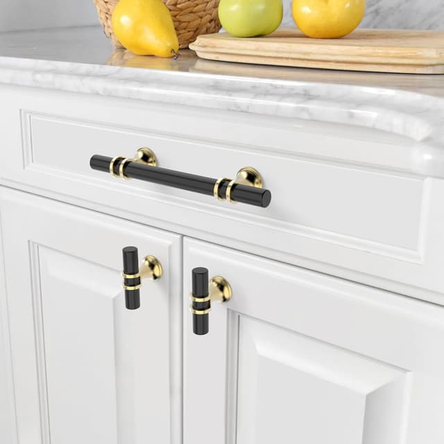 Detalle 2 de Amerdeco maniglie mobili nero e oro 10 pezzi