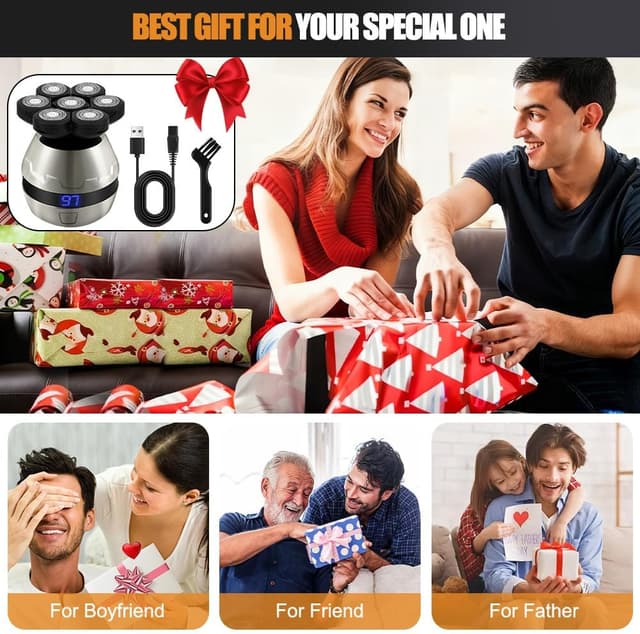 Thumbnail 6 de LOPHE Rasoir 5 en 1 Tête Chauve Homme 7D (sans fil, Type-C, IPX6) avec écran LED