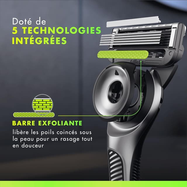Detalle 2 de Gillette Labs rasoir pour homme avec barre exfoliante, manche réutilisable et cartouche de recharge