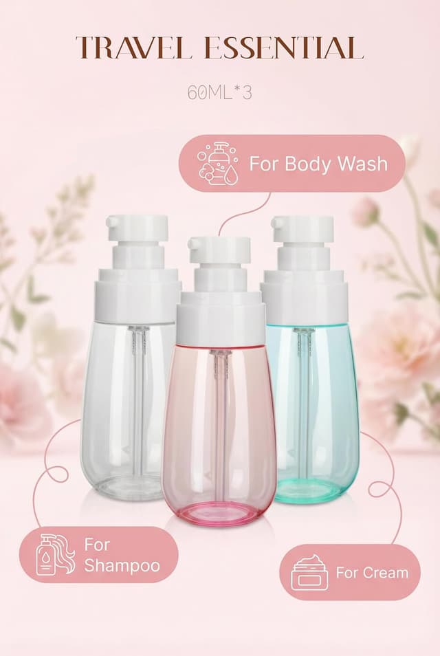 Detalle de Lammcou Mini flacons spray à brume fine (lot de 3) rechargeables, anti-fuite, format voyage TSA