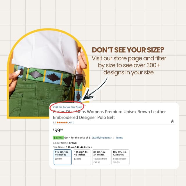 Thumbnail 6 de Carlos Diaz Mens/Womens Premium Unisex Brown Leather Embroidered Polo Belt (3.5cm)