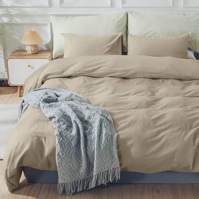Thumbnail 6 de NEXHOME PRO Oversized Queen Washed Cotton Duvet Cover Set (3-Piece) with Linen-Feel Texture