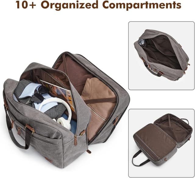 Detalle de S-ZONE sac de voyage extensible en toile vintage unisexe – week-end, sport et cabine