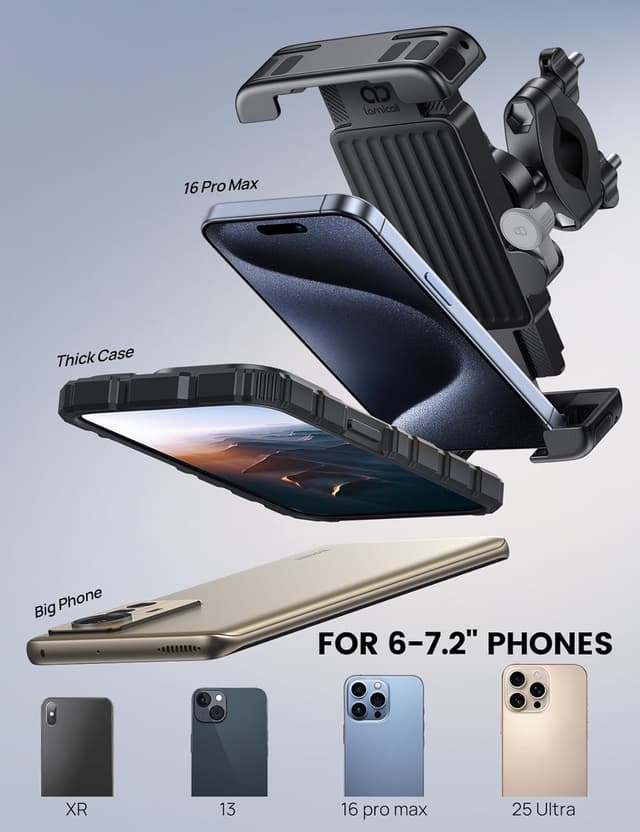 Thumbnail 4 de Lamicall Bike Motorcycle Phone Mount 1s Quick Lock