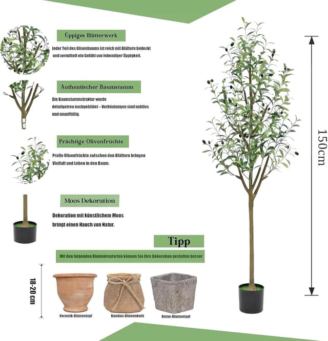 Thumbnail 1 de crafity Künstlicher Olivenbaum 150cm