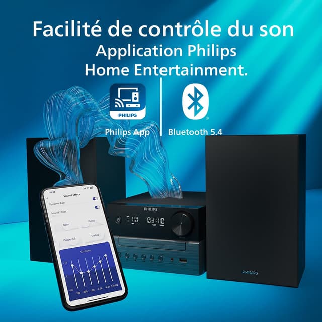 Detalle de Philips TAM3505M2 microchaîne Hi-Fi : Bluetooth, lecteur CD, USB, radio DAB/FM et Auracast
