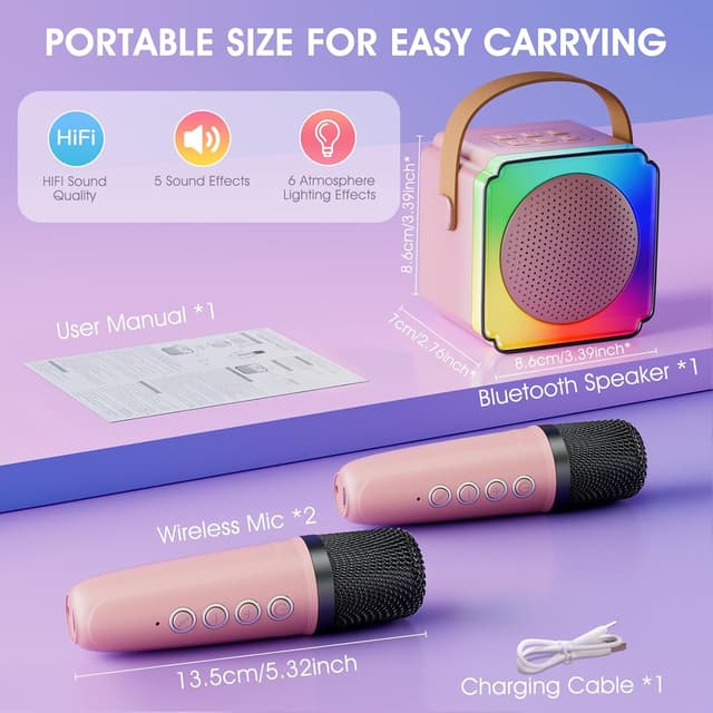 Thumbnail 4 de Lavliy Mini Karaoke Machine 2 mics for kids 🎤