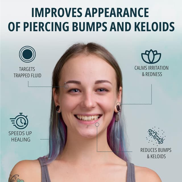 Detalle de NOVEHA Piercing Bump Solution with tea tree oil (20ml) for keloid bumps and raised scars